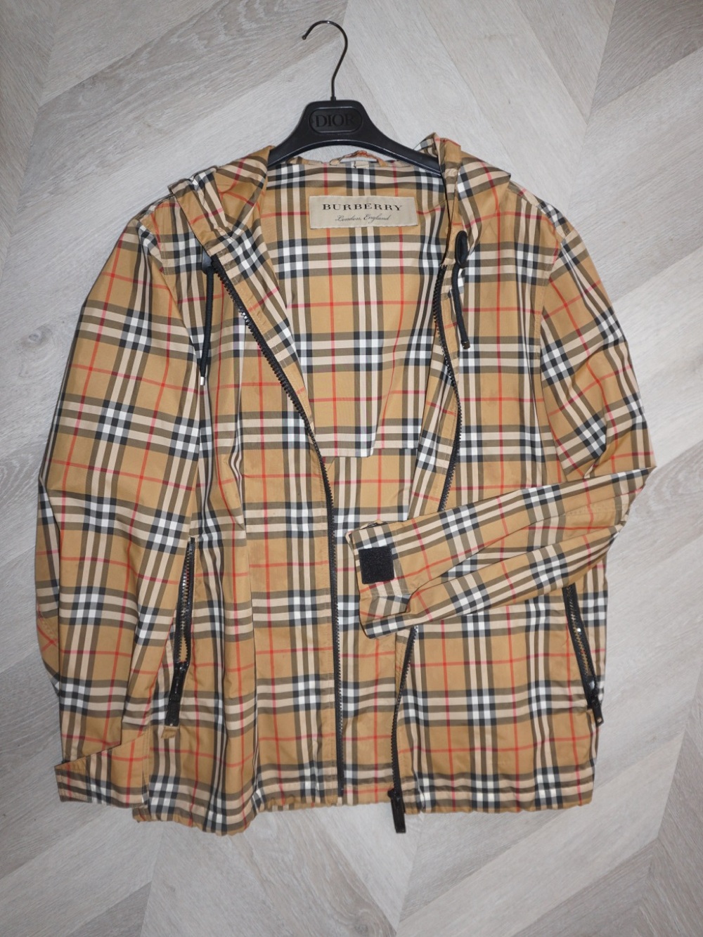 Burberry Men’s Classic Check Hooded Jacket - Beige